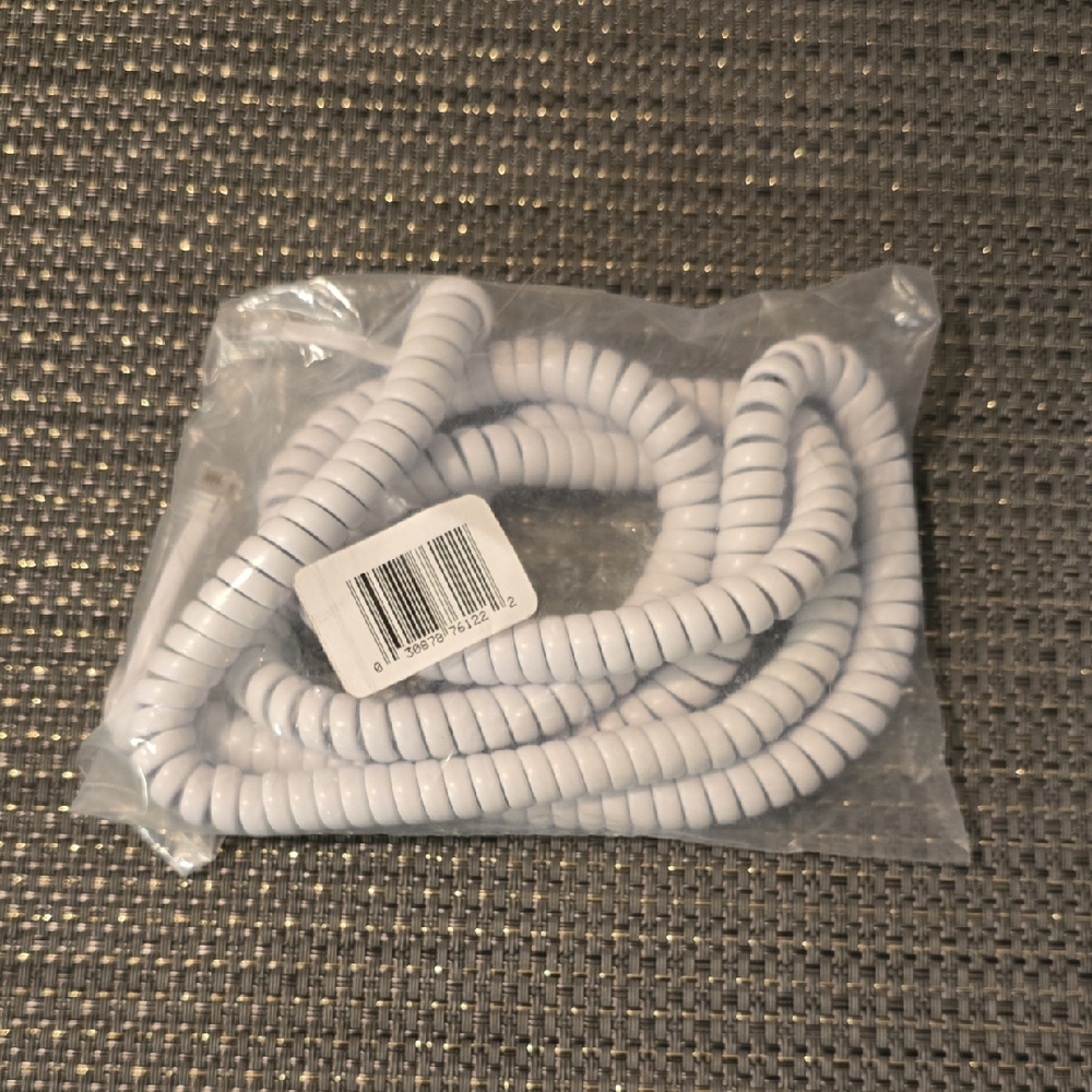 White Coiled Phone Cord